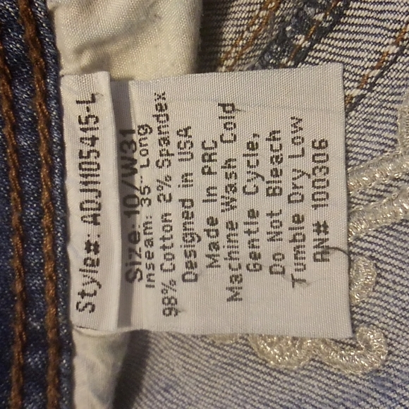 Adiktd Embroidered Denim Blue Jeans Button Down Flaps Gems 10/W31 - Picture 6 of 8